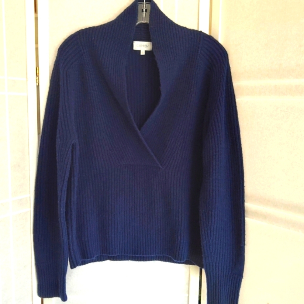CRIPPEN navy blue wool cashmere blend Oversized sweater